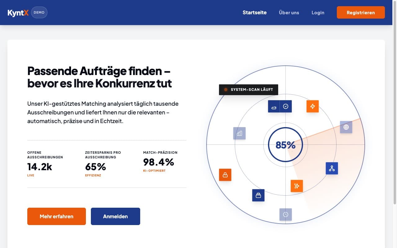 Vorschau des Ausschreibungsportals
